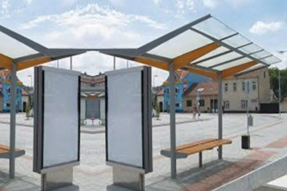 Chiny Unikalny kształt przystanku autobusowego ze stali nierdzewnej odpornego na ciepło z reklamowym pudełkiem dostawca
